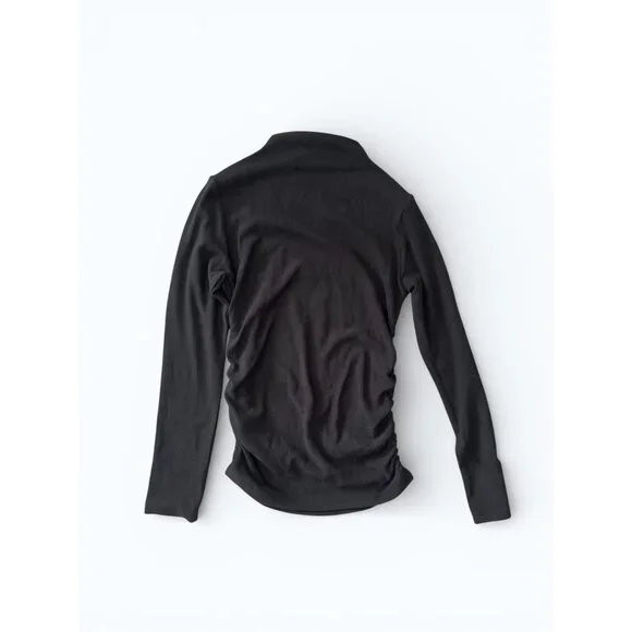 OGL Ruched Mock Neck Top Black NWT Side Ruched SPU 230926-1295W24 - Picture 6 of 7